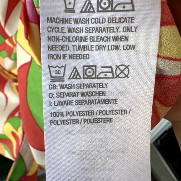 Belle by Kim Gravel Sz M Status Print Button Blouse Retro Preppy Office QVC - Picture 6 of 6